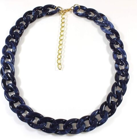 "Curb Chain Chic", Flat Curb Chain Necklace in Acrylic Links, 22-25 Inches in Saudi Arabia