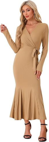 Allegra K Bodycon Long Maxi Dresses for Women 2024 Fall Sweater Ribbed Knit Casual Fishtail Mermaid Dress in Saudi Arabia