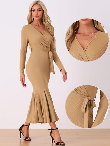 Allegra K Bodycon Long Maxi Dresses for Women 2024 Fall Sweater Ribbed Knit Casual Fishtail Mermaid Dress in Saudi Arabia