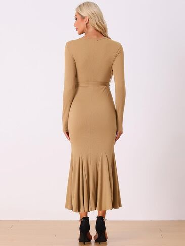 Allegra K Bodycon Long Maxi Dresses for Women 2024 Fall Sweater Ribbed Knit Casual Fishtail Mermaid Dress in Saudi Arabia
