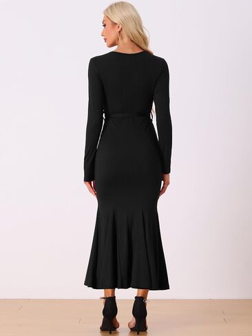 Allegra K Bodycon Long Maxi Dresses for Women 2024 Fall Sweater Ribbed Knit Casual Fishtail Mermaid Dress in Saudi Arabia