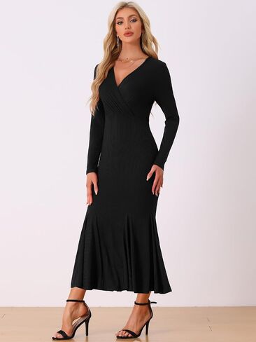 Allegra K Bodycon Long Maxi Dresses for Women 2024 Fall Sweater Ribbed Knit Casual Fishtail Mermaid Dress in Saudi Arabia