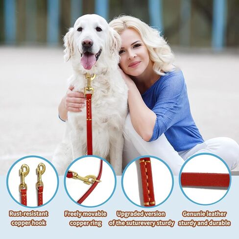 LWBMG Multifunctional Dog Leash 8ft,Strong and Soft Leather Dog Leash Adjustable, Hands Free,Crossbody, Double Dog Leash, for Service Dogs, Large Dogs, Medium Dogs and Small Dogs in Kuwait