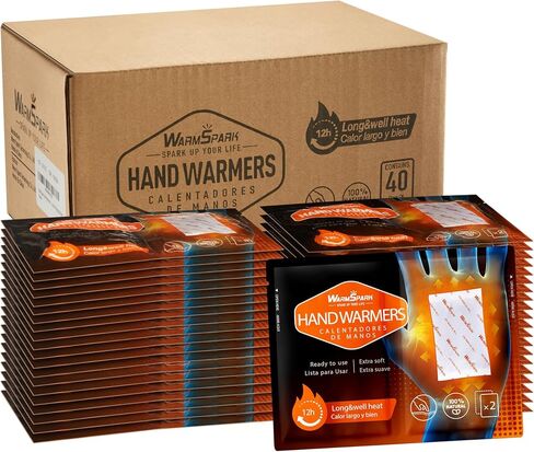 Hot Hand Warmers - 80 Count - Hand Warmers Disposable Single Use Air Activated Heat Packs for Hands, Toes and Body - Up to 12 Hours of Heat in Kuwait