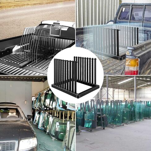 Bestauto Windshield Rack 9-Lite, Windshield Truck Rack Steel, Windshield Glass Rack 24-Inch Height, Windshield Rack for Truck w/PVC Pad & Foam Padding, Glass Rack for Truck, for Glass Transportation in Saudi Arabia