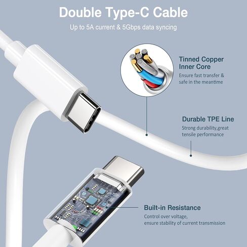 Mac Book Pro Charger - 100W USB C Charger Compatible with Type C MacBook Pro 16, 15, 14, 13 Inch, MacBook Air 15 inch 2024/2023, iPad Pro and All USB C Device, USB C to C Power Adapter in Saudi Arabia
