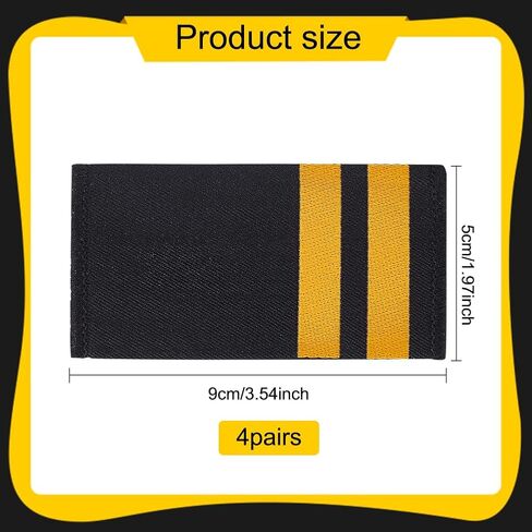 WEBEEDY 4 Pairs Professional Pilot Uniform Epaulets Airlines Pilot Epaulets Captain Uniform Epaulets Traditional Shoulder Boards with 2 Bars Gold Stripes in Saudi Arabia