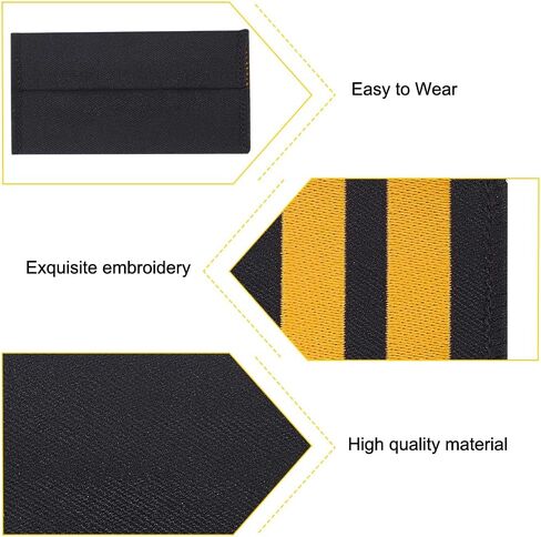 WEBEEDY 4 Pairs Professional Pilot Uniform Epaulets Airlines Pilot Epaulets Captain Uniform Epaulets Traditional Shoulder Boards with 2 Bars Gold Stripes in Saudi Arabia