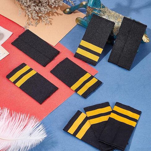 WEBEEDY 4 Pairs Professional Pilot Uniform Epaulets Airlines Pilot Epaulets Captain Uniform Epaulets Traditional Shoulder Boards with 2 Bars Gold Stripes in Saudi Arabia