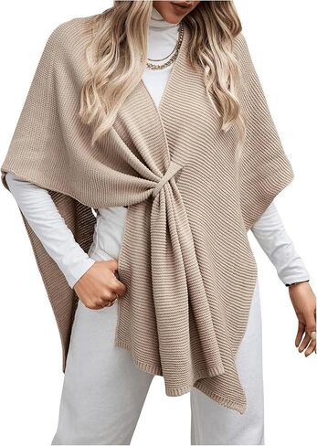 Verdusa Women's V Neck Shawl Wrap Poncho Capes Cross Front Cloak Cardigan Shawls in Saudi Arabia