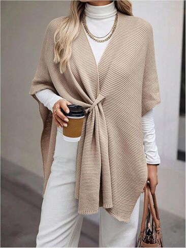 Verdusa Women's V Neck Shawl Wrap Poncho Capes Cross Front Cloak Cardigan Shawls in Saudi Arabia