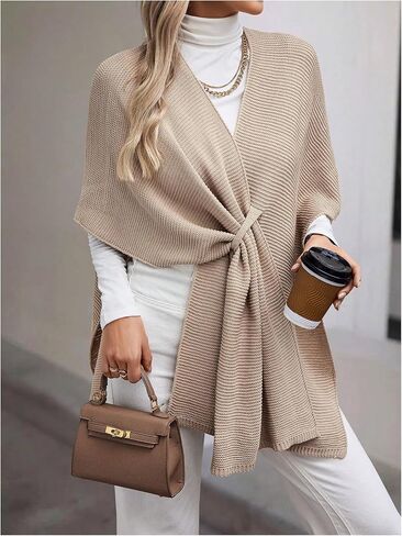 Verdusa Women's V Neck Shawl Wrap Poncho Capes Cross Front Cloak Cardigan Shawls in Saudi Arabia