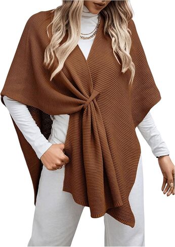Verdusa Women's V Neck Shawl Wrap Poncho Capes Cross Front Cloak Cardigan Shawls in Saudi Arabia