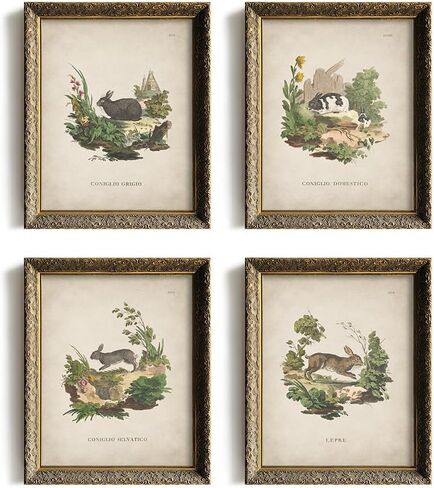 لوحة فنية جدارية على شكل أرنب عتيق - مجموعة طباعة ملصق أرنب عيد الفصح الربيعي - ديكور بيض عيد الفصح للمزرعة الحديثة لغرفة النوم وغرفة المعيشة - ديكور ريفي فرنسي ريفي - هدية حرفية للنساء in Kuwait