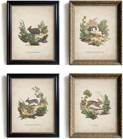 لوحة فنية جدارية على شكل أرنب عتيق - مجموعة طباعة ملصق أرنب عيد الفصح الربيعي - ديكور بيض عيد الفصح للمزرعة الحديثة لغرفة النوم وغرفة المعيشة - ديكور ريفي فرنسي ريفي - هدية حرفية للنساء in Kuwait