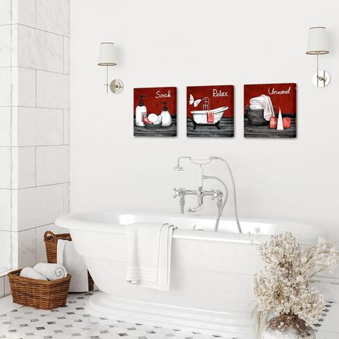 RnnJoile Blue Bathroom Decor Wall Art Bathtub Spa Canvas Pictures Prints Relax Soak Unwind Painting for Bathroom Framed in Saudi Arabia