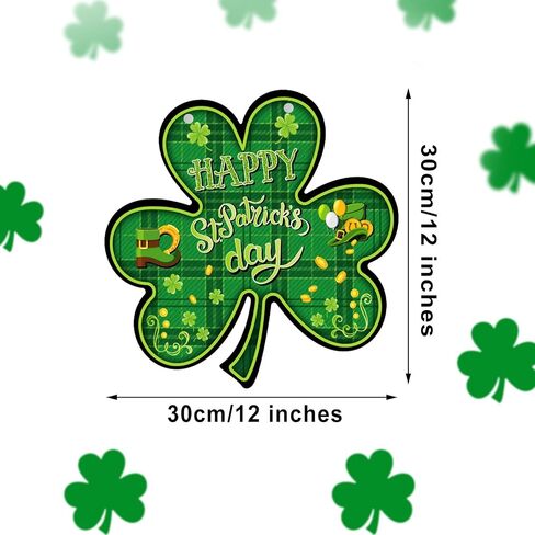 Jetec St. Patrick's Day Decorative Signage, 2 Pieces Wood Shamrock Wall Mount 12 x 12 Inches, Irish Hanging Welcome Home Wall Decor for St Patricks Day Party in Saudi Arabia