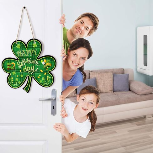 Jetec St. Patrick's Day Decorative Signage, 2 Pieces Wood Shamrock Wall Mount 12 x 12 Inches, Irish Hanging Welcome Home Wall Decor for St Patricks Day Party in Saudi Arabia