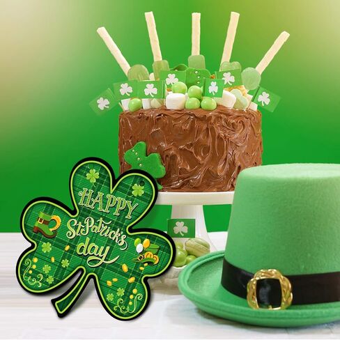 Jetec St. Patrick's Day Decorative Signage, 2 Pieces Wood Shamrock Wall Mount 12 x 12 Inches, Irish Hanging Welcome Home Wall Decor for St Patricks Day Party in Saudi Arabia