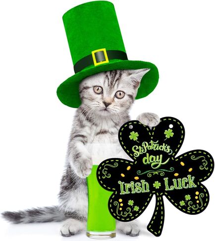 Jetec St. Patrick's Day Decorative Signage, 2 Pieces Wood Shamrock Wall Mount 12 x 12 Inches, Irish Hanging Welcome Home Wall Decor for St Patricks Day Party in Saudi Arabia