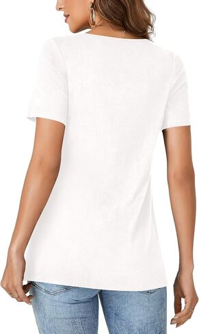 Vrtige Women's Tunic Top Casual V Neck Short Sleeve Loose Fit Summer Shirt Blouse in Saudi Arabia