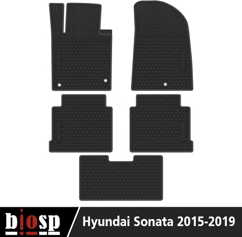 biosp Car Floor Mats Replacement for Sonata 2015 2016 2017 2018 2019 2020 2021 Front and Rear Heavy Duty Rubber Liner Set Full Black Vehicle Carpet Custom Fit-All Weather Guard Odorless in Saudi Arabia