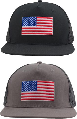 XXL Oversize 2 Pack 5-Panel American Flag Mesh Back Trucker Flat Brim Hat in Saudi Arabia