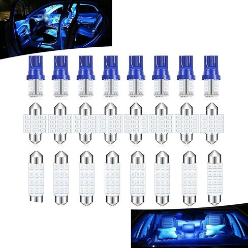 24 قطعة T10 استبدال ضوء مؤشر LED للسيارة، مصابيح إضاءة لوحة ترخيص السيارة فائقة السطوع 12 فولت، ملحقات إضاءة قراءة السيارات العالمية المقاومة للماء لشاحنة سيارات الدفع الرباعي (أزرق) in Kuwait