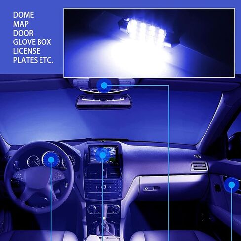 24 قطعة T10 استبدال ضوء مؤشر LED للسيارة، مصابيح إضاءة لوحة ترخيص السيارة فائقة السطوع 12 فولت، ملحقات إضاءة قراءة السيارات العالمية المقاومة للماء لشاحنة سيارات الدفع الرباعي (أزرق) in Kuwait