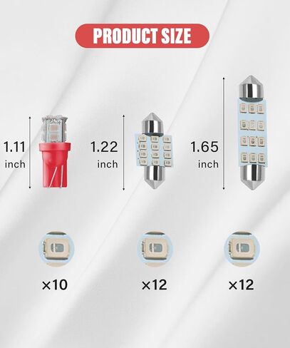 YAKEFLY 24 Pieces Car Led Bulb,Dome Light LED Car Bulb Kit Set,Car Led Combination Set,LED Interior Replacement Bulbs,Used for Car Interior Lights,Indoor Map Dome Lights(White) in Saudi Arabia