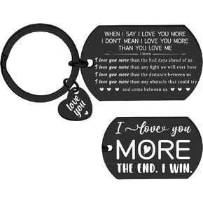 I Love You More Keychain - Couples Keychains for Boyfriend Girlfriend Wife Husband, Anniversary Christmas New Year Gifts