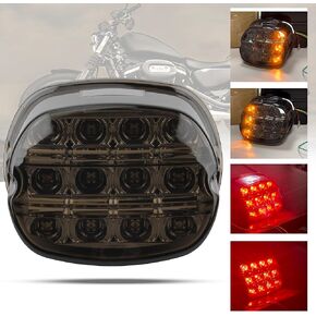PowerMotor Smoked Black LED Rear Tail Light,Motorcycle Strobing Brake Driving Taillights For Dyna Road King Electra Glide Street Bob Touring Davidson Parts(Type A Third Line)