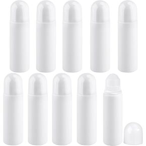 10 Pcs 100ml/3.38oz Roll On Bottles White Plastic Roller Bottle Refillable Deodorant Containers with Roller Balls for Essential Oil Perfume Balms