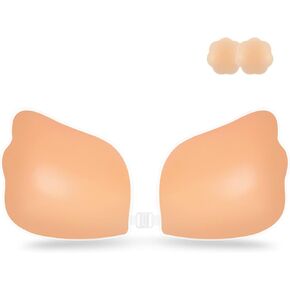 Niidor Adhesive Bra, Silicone Strapless Sticky Bra for Women, Push Up Invisible Backless Bra for Dress Wing-Shape