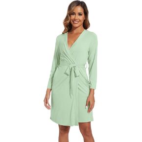 Women's Robes Soft Long Sleeve Kimono Bathrobe Maternity Robe Ladies Viscose from Bamboo Nightgown S-XXL
