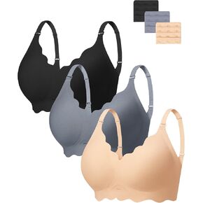 Angelhood Wireless Bras for Women Seamless Bra Ultimate Comfort Bralette No Underwire Bras with Bra Extenders