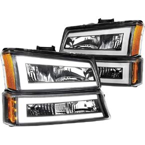 ANZO USA SILVERADO 1500/2500/3500 03-07/1500/2500/3500 CLASSIC 07/AVALANCHE W/O BODY CLADDING 02-06 HEADLIGHTS W/SIGNAL LIGHT BLACK HOUSING AMBER (4 PCS) (W/C LIGHT BAR) 111501
