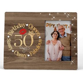 FONDCANYON 50th Birthday Gifts for Women Picture Photo Frame,50 and Fabulous Birthday Picture Frames,Best 50 Year Old Birthday Gifts for Women Mom BFF Best Friend Wife Aunt Grandma (4x6 Inch Photo)