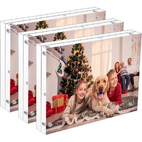 NIUBEE 8x10 Acrylic Picture Frames 3 Pack, Clear Tabletop Double Sided Magnetic Photo Frames