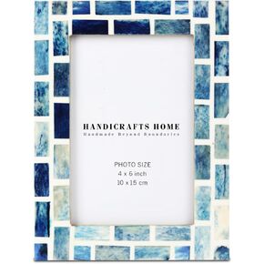 Handicrafts Home Picture Frame Scalloped Pattern Inspired Handmade Bone Inlay Gifts Photo Frame - 4x6 inch White