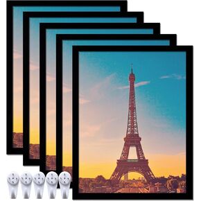 14x18 Picture Frame Set of 2, Black Photo Frames High Transparent Wall Gallery Desktop Horizontal Vertical for Canvas Collage Photo Poster Certificate 14 x 18 inches