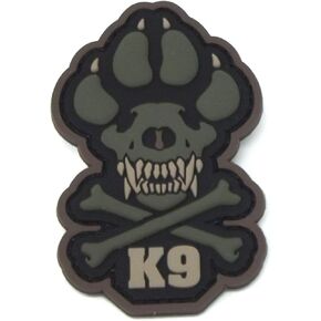 رقعة Mil-Spec Monkey K9 Dog PVC - ملحق سترة تكتيكية للكلاب - رقعة K9 عسكرية متينة مع تصميم جمجمة أيقونية، 1.9 بوصة × 3 بوصة (أوراق الشجر الخضراء)