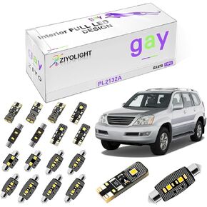 PL2132A - LED Interior Light kit Replacement for Lexus GX470 2003-2009 + License Plate Light Bulbs Package, 6000K White Dome Lights Upgrade (17 Bulbs)