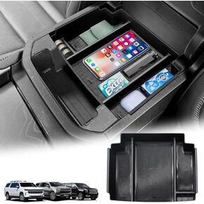 For 2021-2024 Chevy Tahoe/Suburban/GMC Yukon Power Sliding Console Organizer, for GMC Yukon Chevy Suburban/Tahoe Armrest Tray (NOT Fit Standard Console with Charging Socket)
