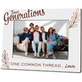 Family Wooden Frame Suitable For 5x7 Inch Photo - Four Generations One Common Thread...Love - Modern Farmhouse Home Tabletop Shelf Display Picture Frame - Family Keepsake Gift - A09