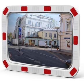 Reflective Rectangular Acrylic Convex Mirror, 24"x16" inch Safety Mirror - Adjustable Traffic Mirror with Wide Vision Angle - Security Mirror for Office, Driveway(Support Indoor and Outdoor)