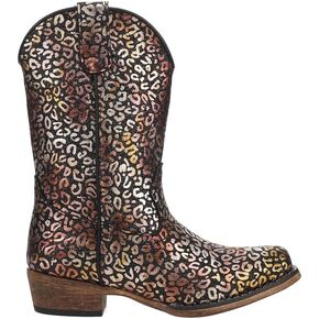 ROPER Kids Girls Riley Leopard Snip Toe Casual Boots Mid Calf - Black, Gold, Silver