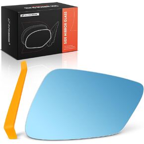 A-Premium Right Passenger Side Heated Mirror Glass with Backing Plate - Compatible with BMW 525i, 528i 535d 535i 740Ld 740Li 750Li xDrive, 530i, 550i GT xDrive - Blue Exterior Side View Convex Mirror