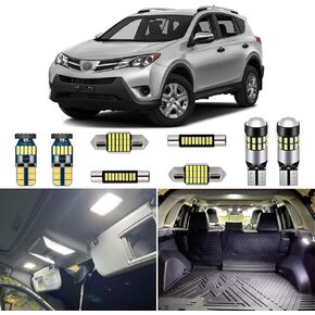 8 Piece White LED Interior Lights Kit for Toyota RAV4 2006 2007 2008 2009 2010 2011 2012 2013 2014 2015 Super Bright 6000K Interior LED Light Bulbs Package + Install Tool