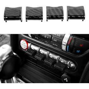 JeCar 4PCS Center Console Dash Control Switch Button Cover Trim Carbon Fiber Interior Accessories for Ford Mustang 2015-2020